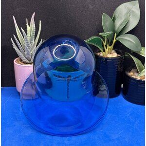 Blue Glass Bell Shaped Replacement Insert For Candle Stand